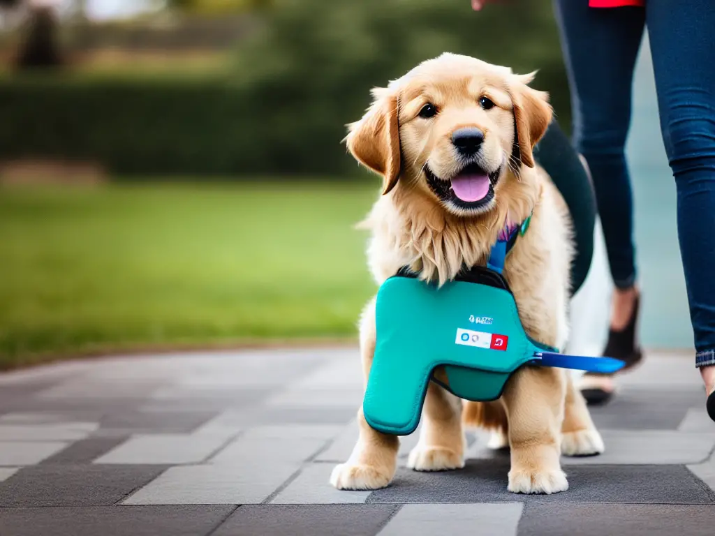 A Golden Retriever in a training session