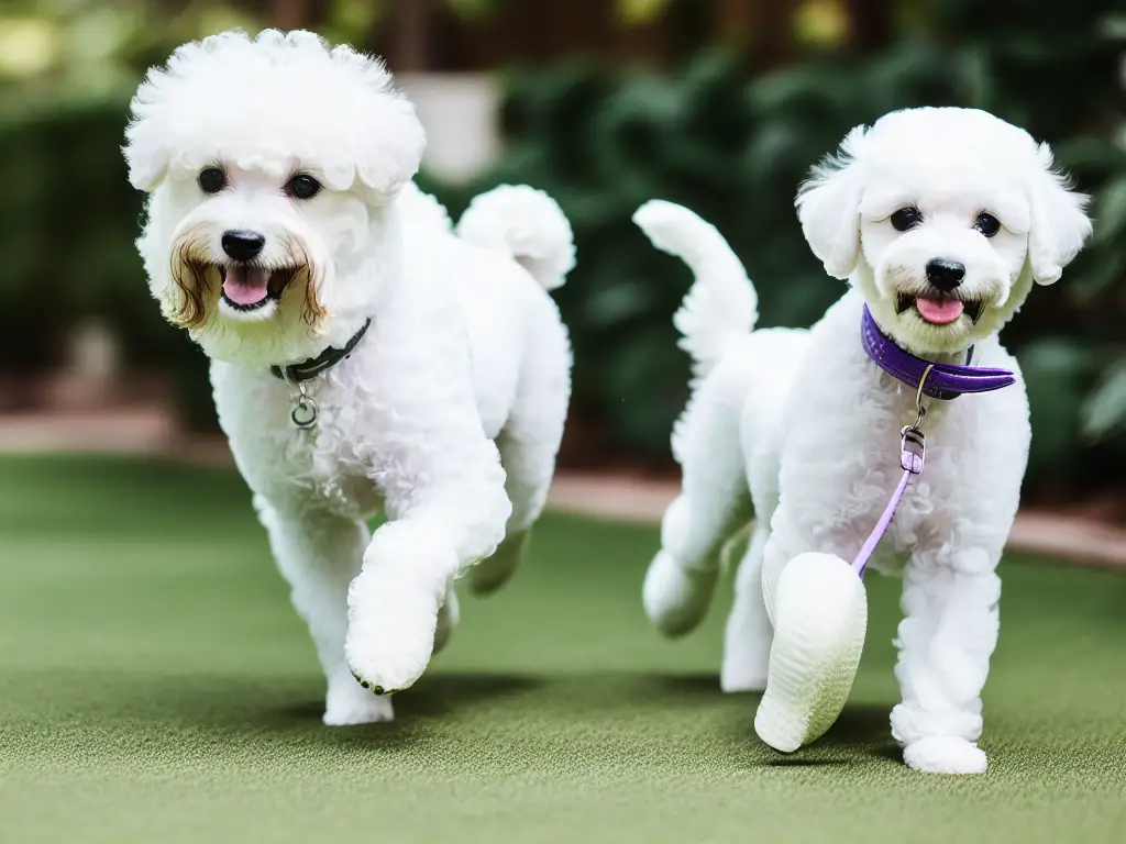 Bichon Frise investigating a toy