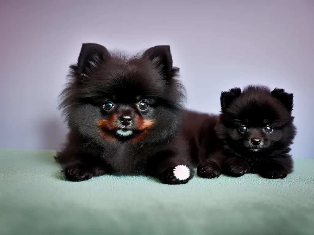 Black Pomeranian puppy grooming