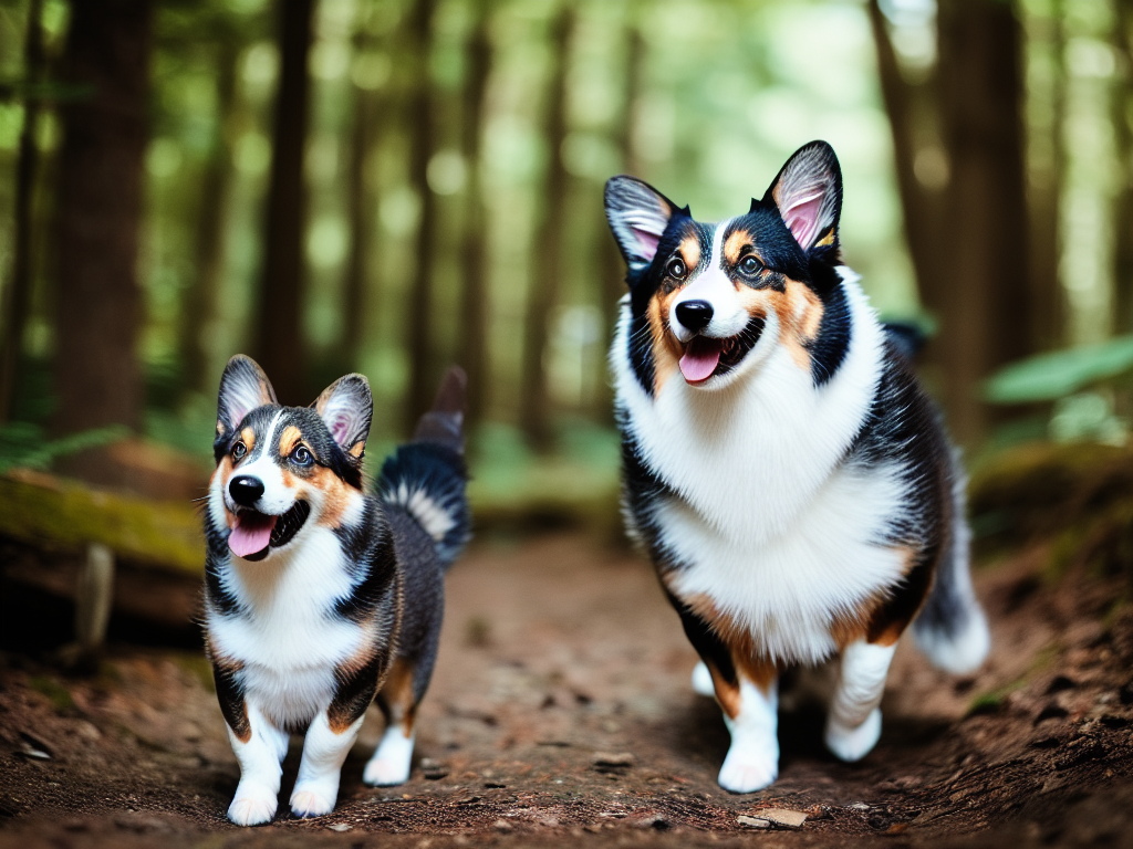 Cardigan Welsh Corgi Playing in the Forest