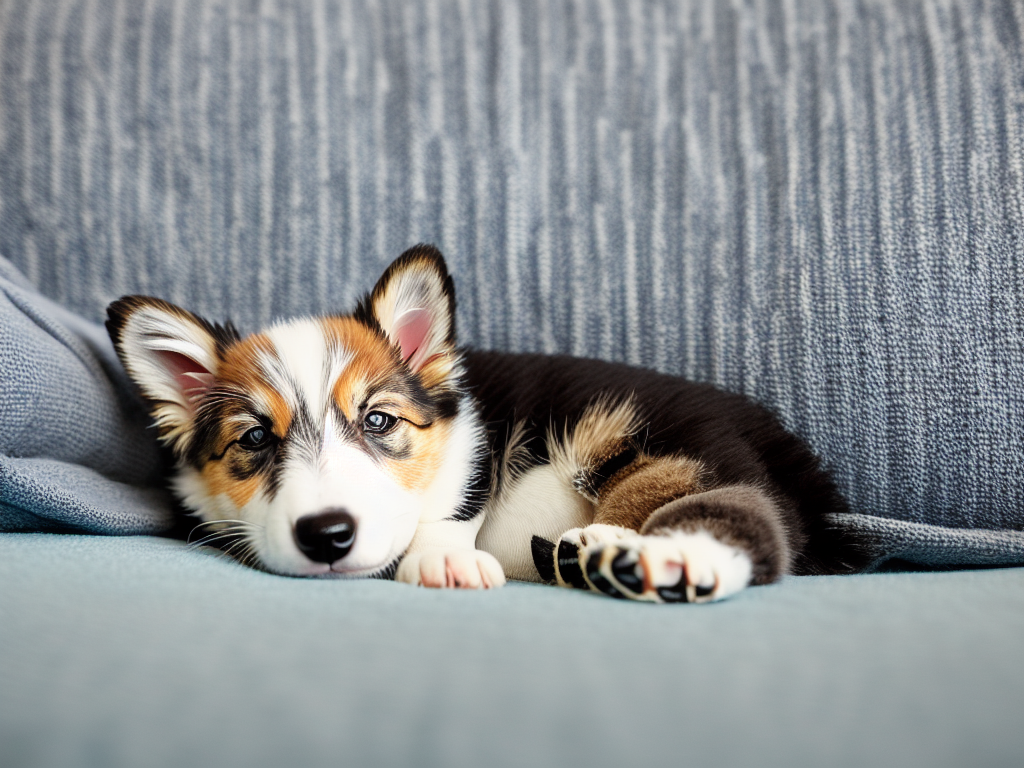 Cardigan Welsh Corgi Puppy Sleeping on the Couch