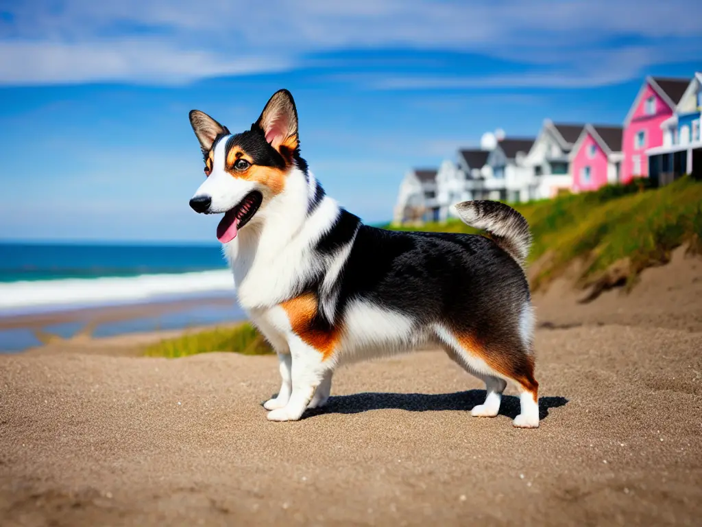 Cardigan Welsh Corgi in the sun at the beach