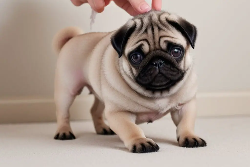 Close up of a pug puppys soft fur