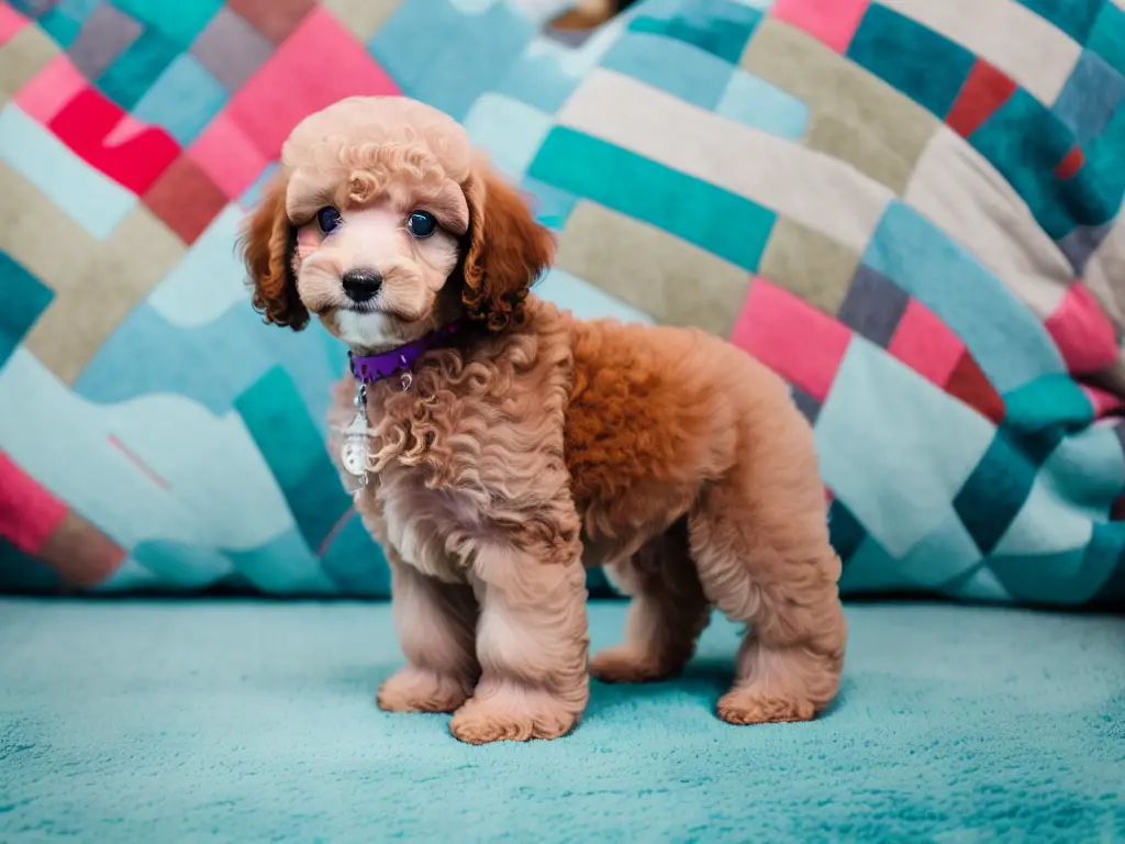 Cute Poodle Puppy sitting waiting for grooming