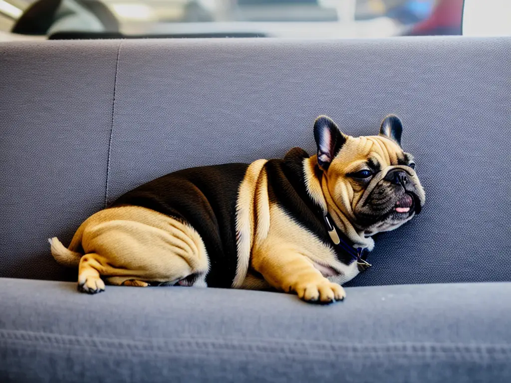 French bulldog sleeping on the coach