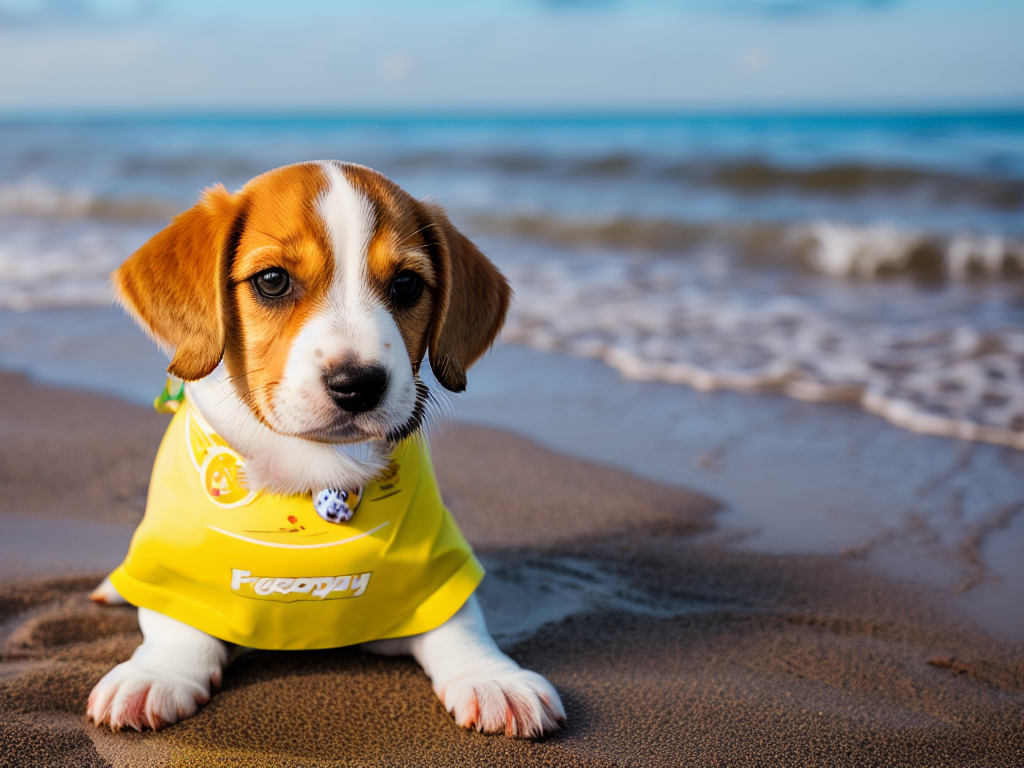 Friendly Lemon Beagle Puppy at the Beach