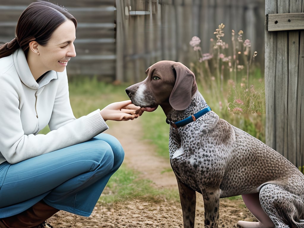 German Shorthaired Pointer with a family