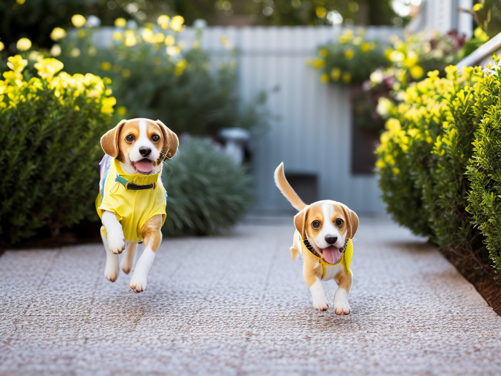 Lemon Beagle Running in the Back yard