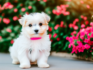 Maltese puppy with its soft fluffy coat