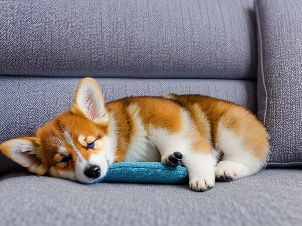 Pembroke Welsh Corgi Puppy Sleeping on the Couch