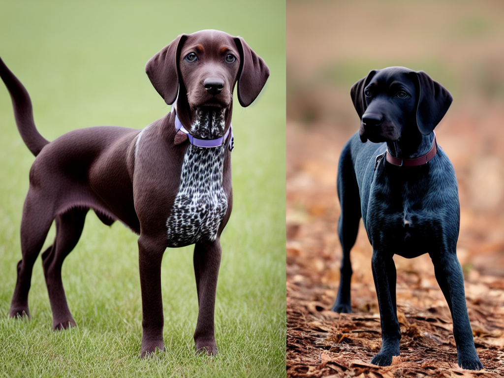 The transition in coat color of a German Shorthaired Pointer from its puppy stage to adulthood showing the gradual shift in shades