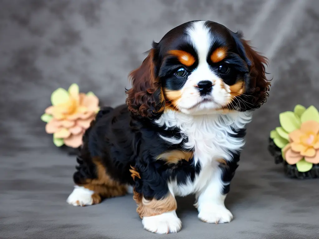 Tricolor King Charles Spaniel Cavalier Puppy