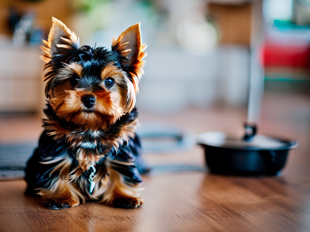 Yorkshire Terrier waiting for food