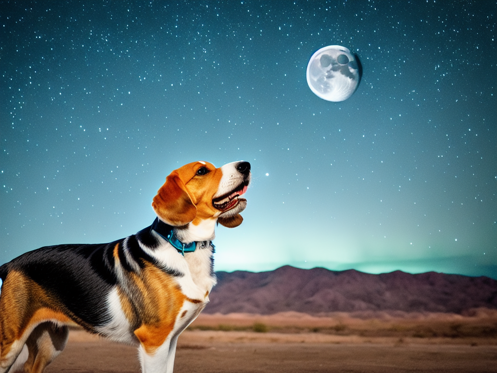 beagle howling at the moon