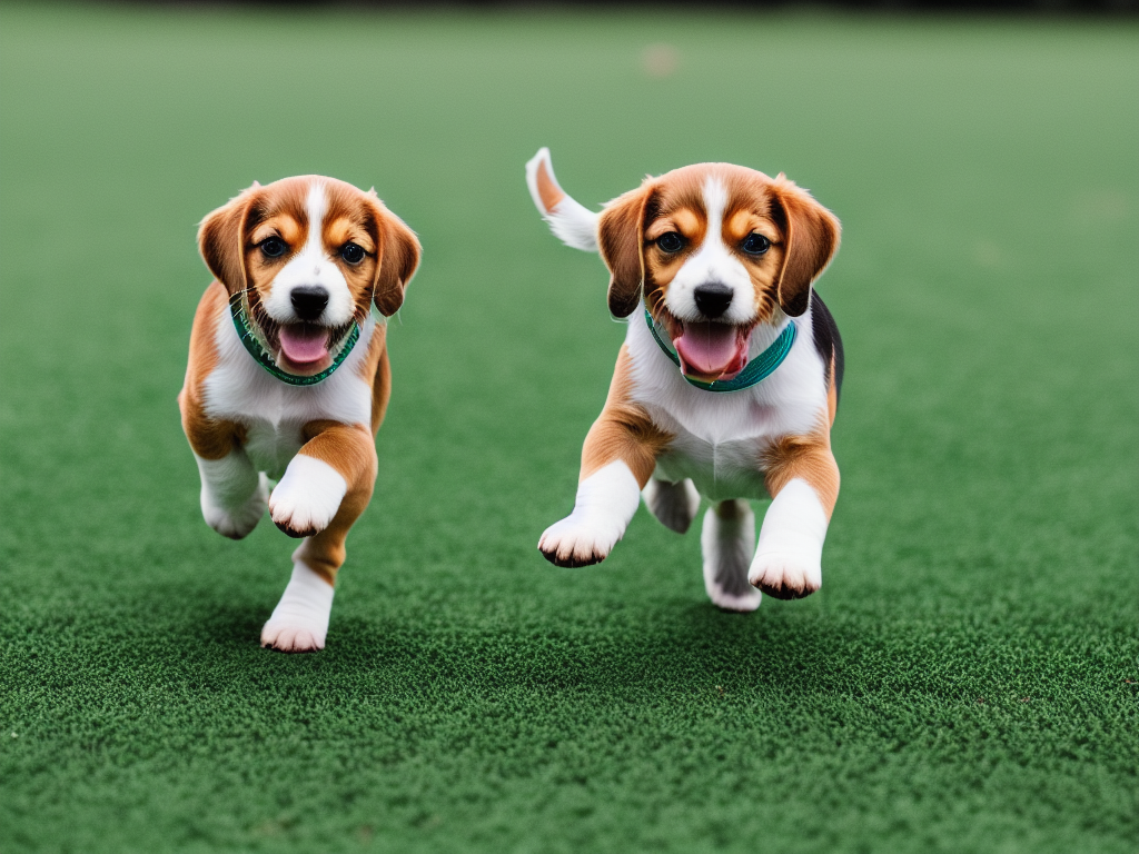 cute beagle puppy playing with a frisbee