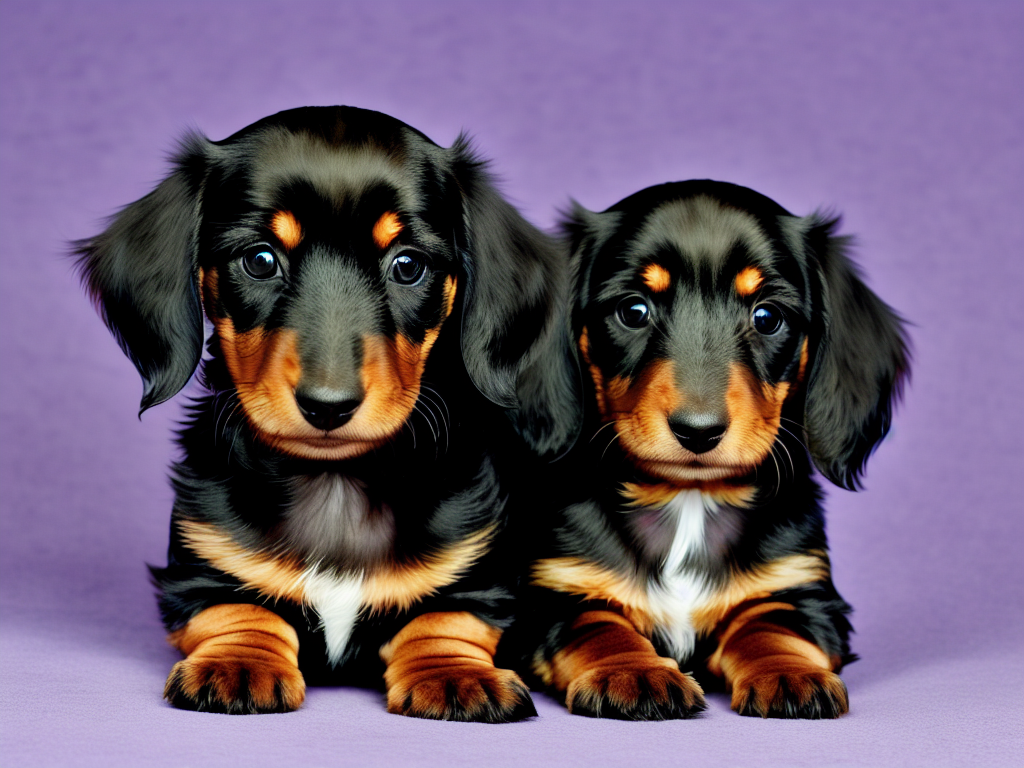 long haired dachshund puppy waiting to eat