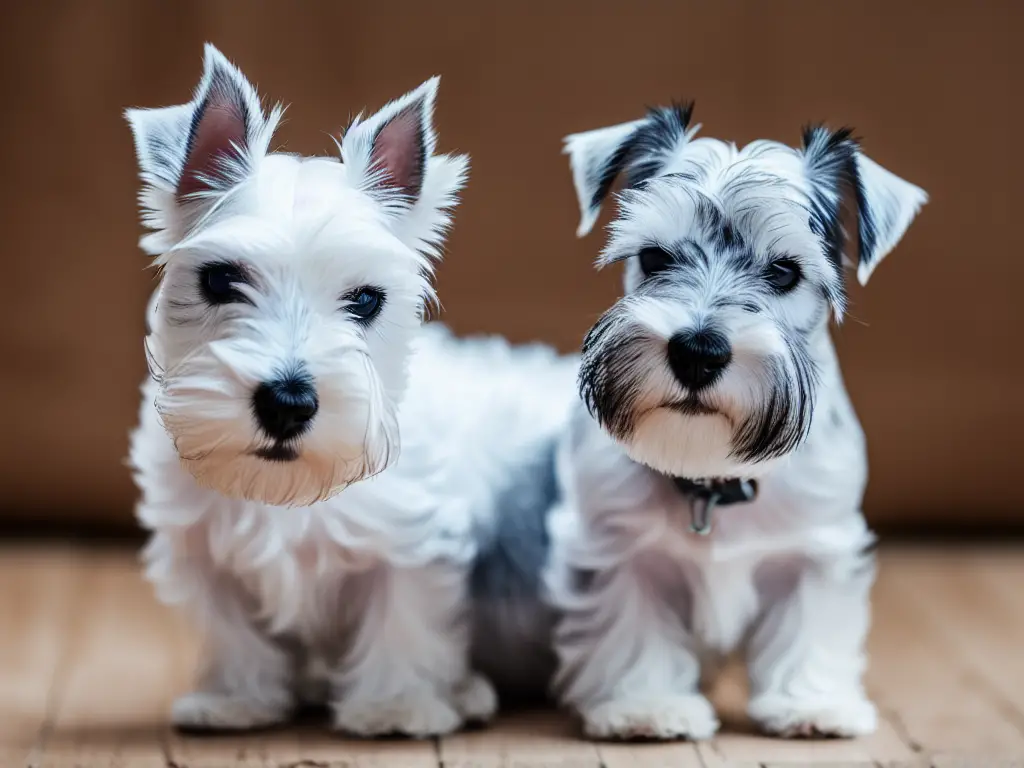 pure white miniature schnauzer looking tired