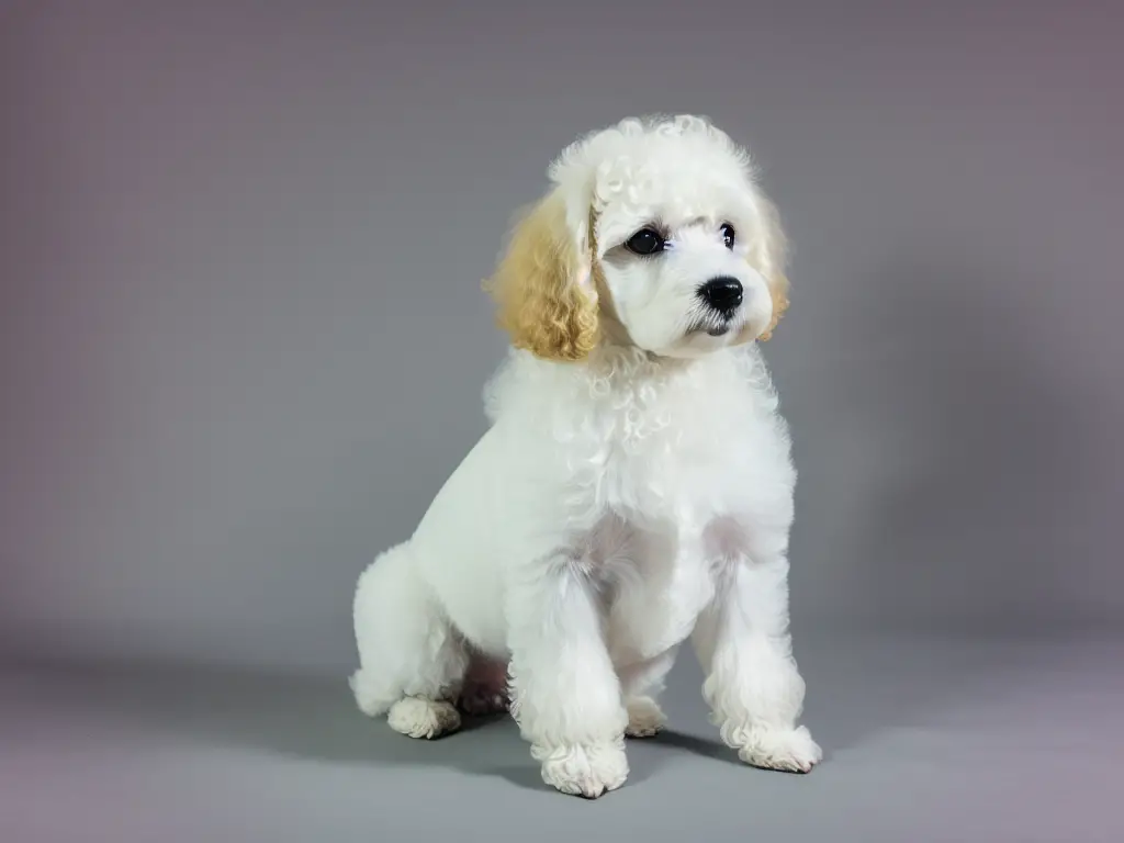 white miniature poodle sitting