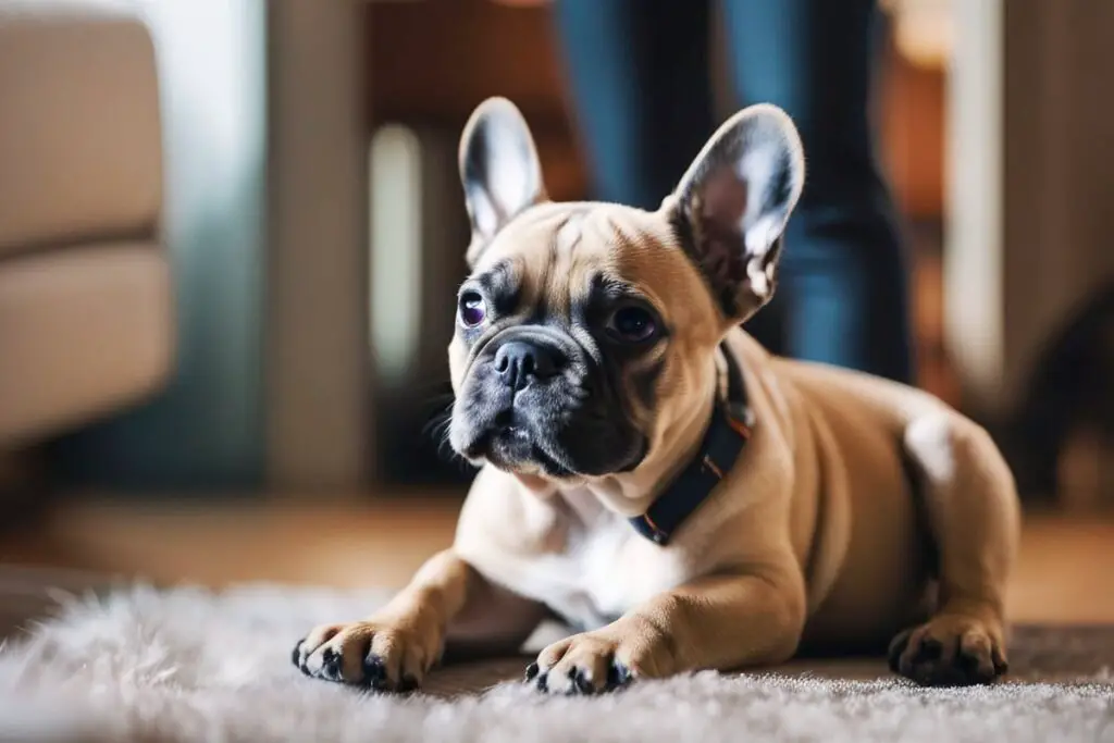 A French Bulldog puppy demonstrating its loyalty