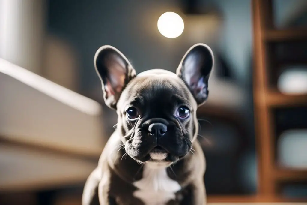 A French Bulldog puppy engaged in a puppy training class