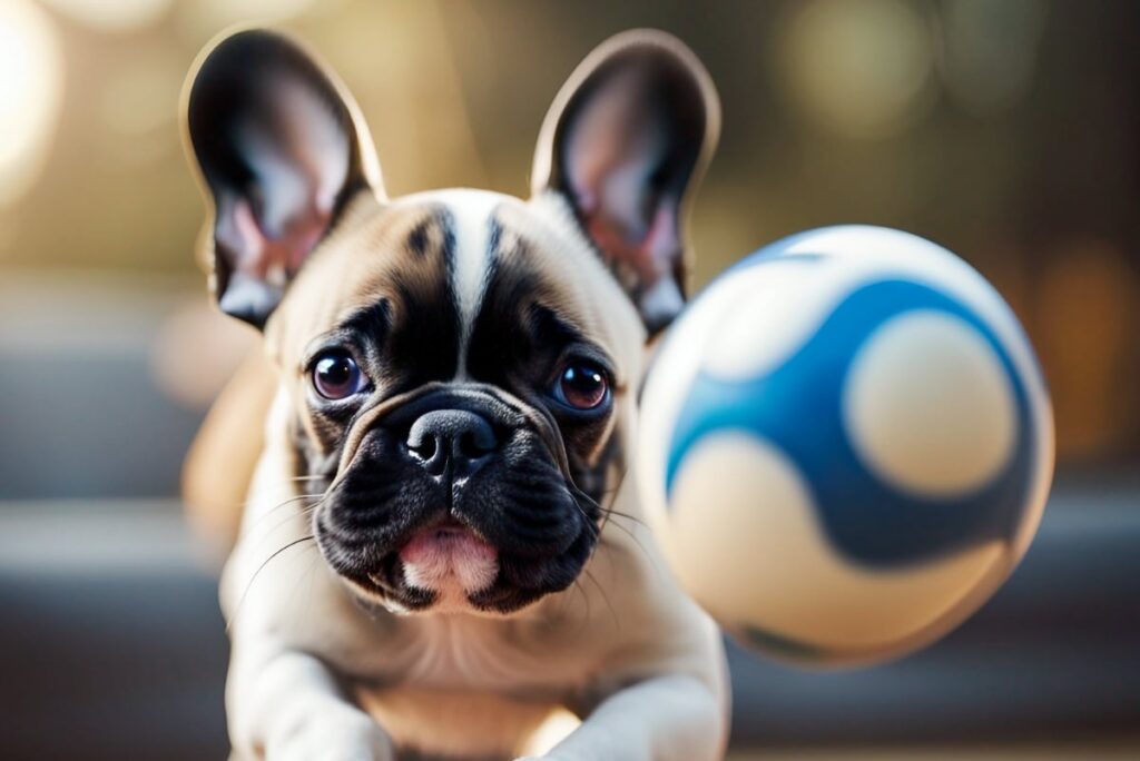 A French bulldog puppy improving its coordination
