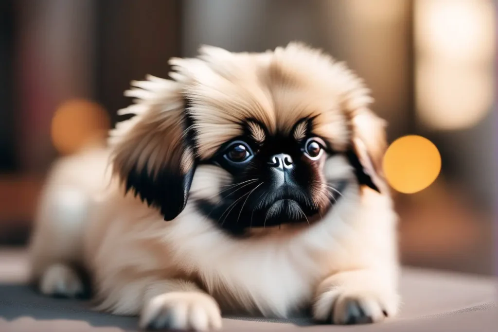 A Pekingese puppy showcasing its sturdy build and compact body structure characterizing its resilience