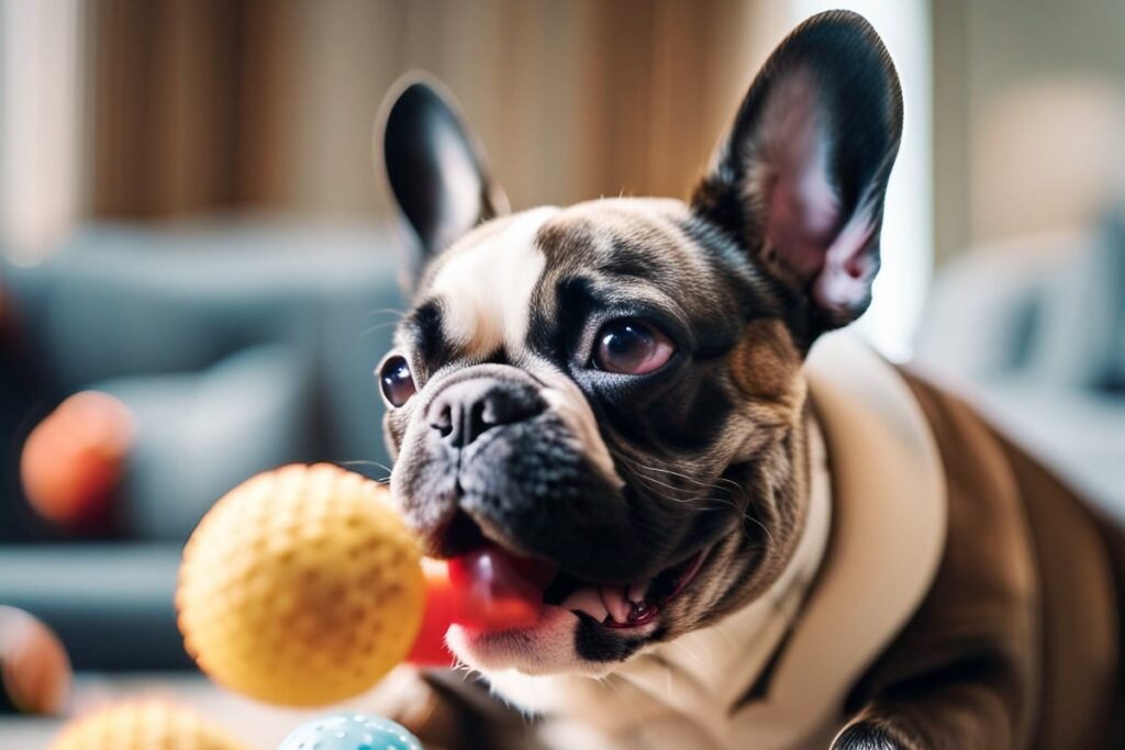 Frenchie Playing with a ball