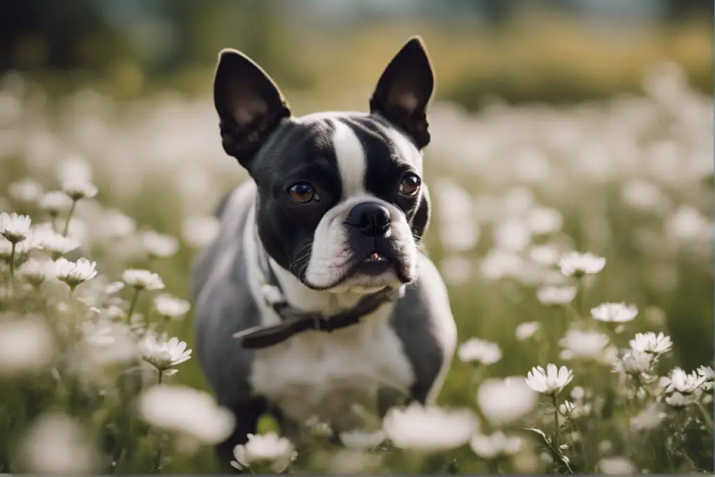 Boston Terrier blue grooming