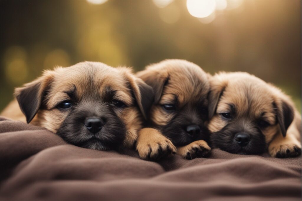 border terrier puppies falling asleep