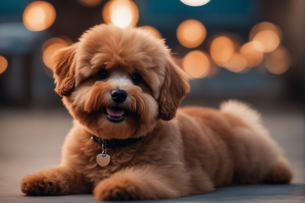 brown colored bichon frise dog