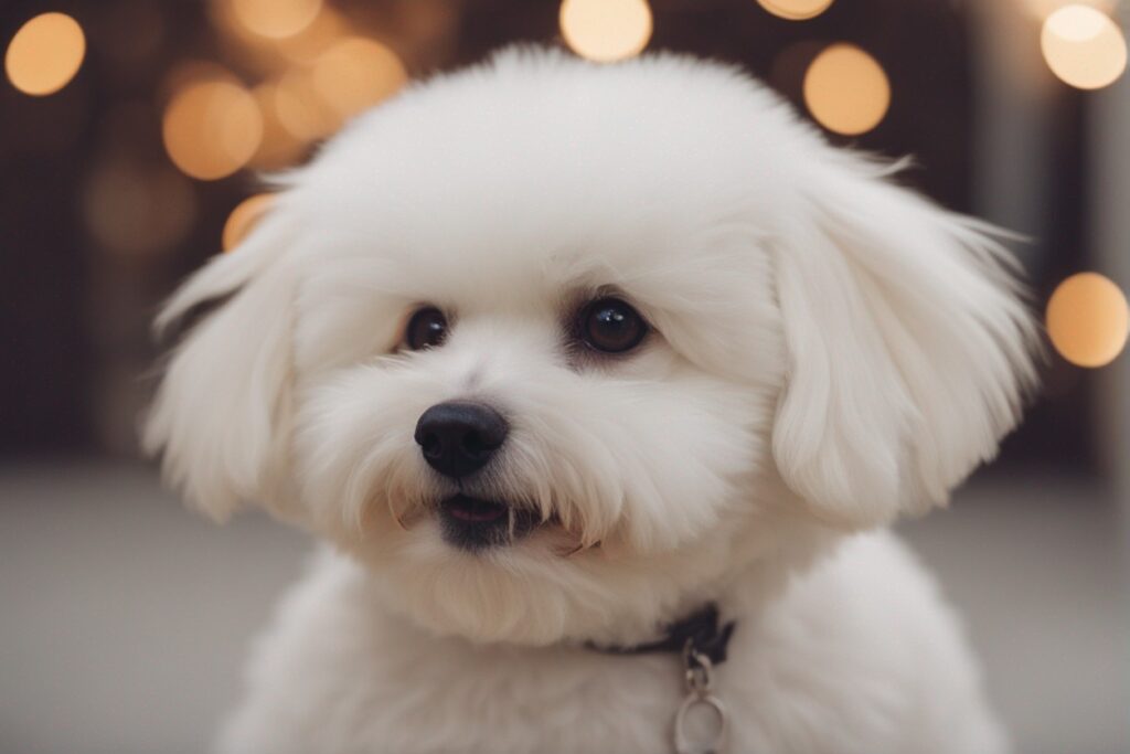 cream colored bichon frise dog