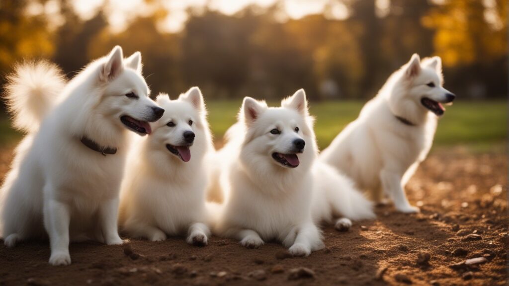 Background of American Eskimo Dogs