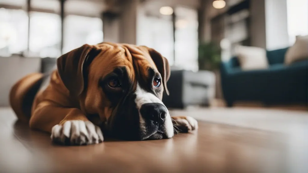 Boxer dog at home