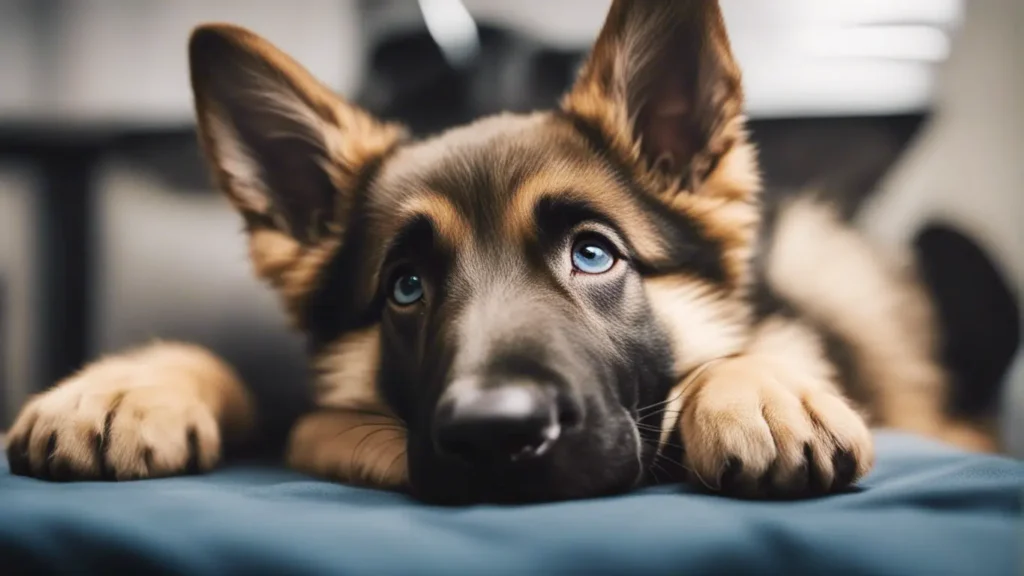 Cute German Shepherd puppy at the vet