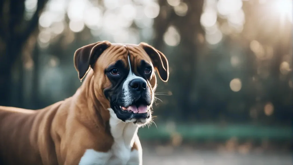 boxer dog having fun