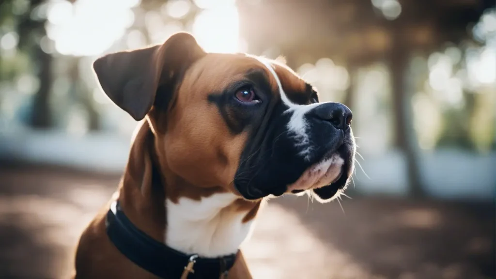 boxer dog training session