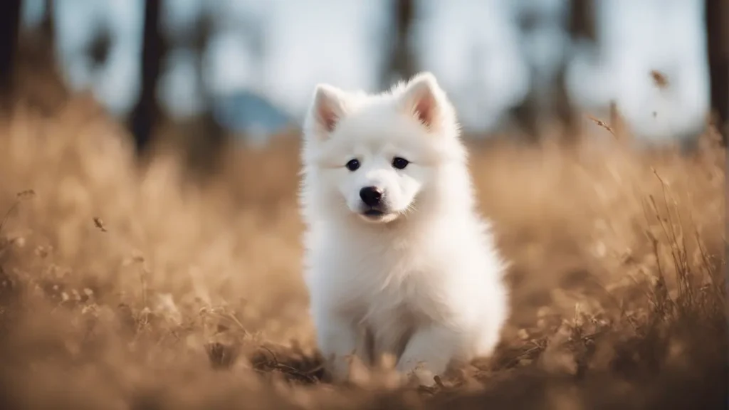 cream American Eskimo puppy