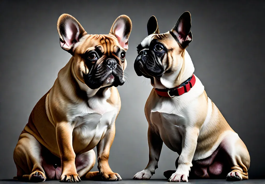 A French Bulldog sitting attentively looking up at its owner with an