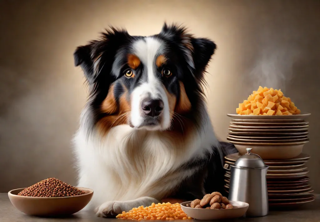 A balanced meal tailored for an Australian Shepherd with emphasis on nutritious