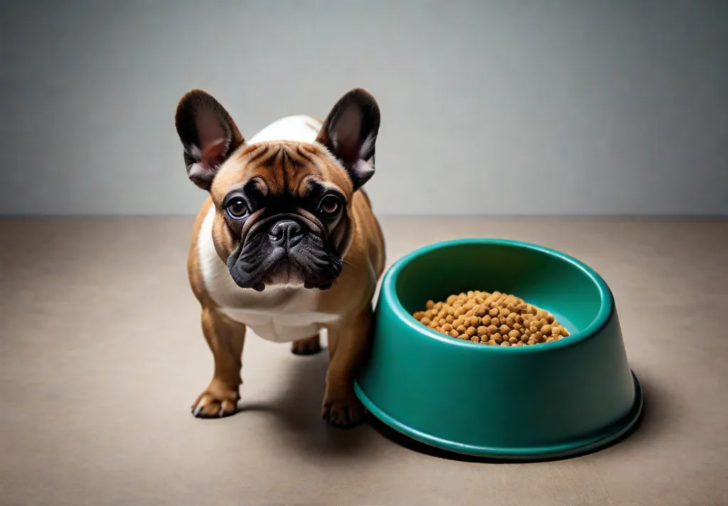 A close shot of a French Bulldogs head turned towards the camera