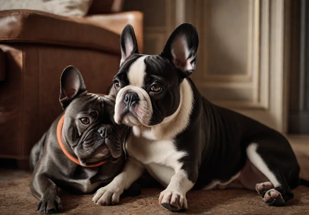 A heartwarming scene of a French Bulldog cuddled up with its owner