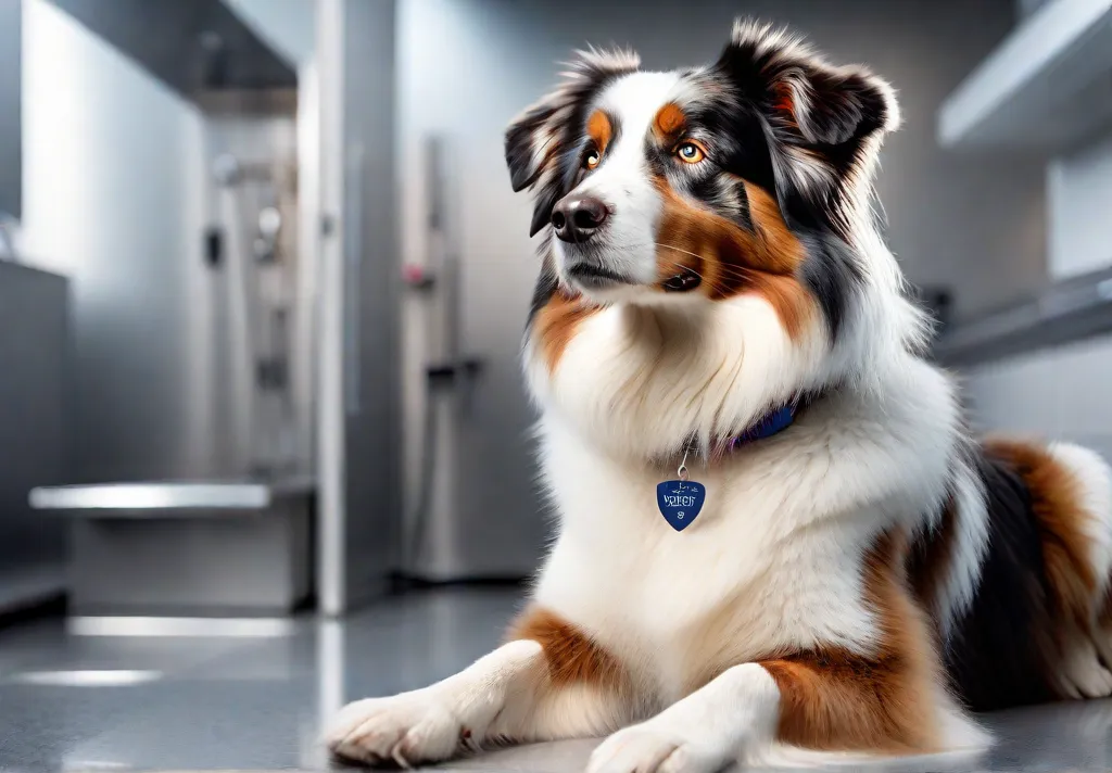 An Australian Shepherd during a vet examination underlining the importance of regular