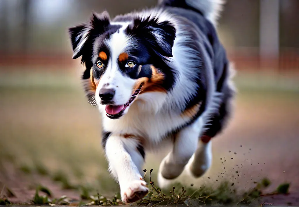 An Australian Shepherds eager nose exploring a training toy hinting at the