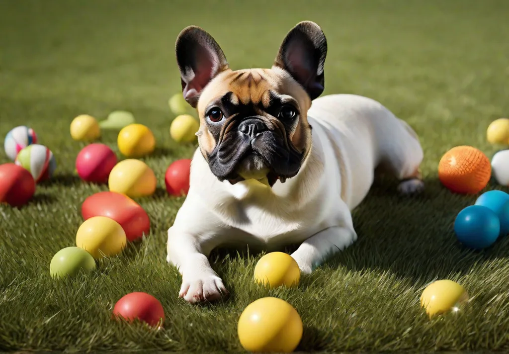 An animated scene of a French Bulldog in the midst of a