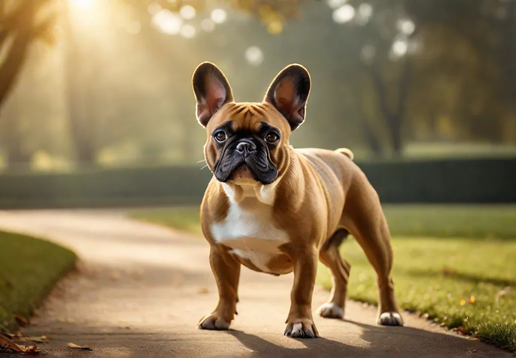 French Bulldog enjoying a leisurely walk in the park showcasing appropriate lowimpact